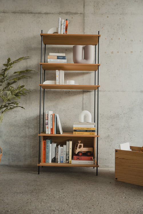 Oak Modular Shelving 180 cm — Standing Single Section (H1)
