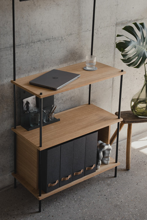 Oak Office Bookshelf 180 cm — Standing (H9)
