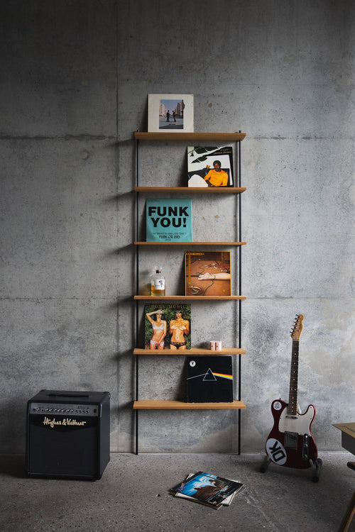 Oak Wall Shelf 226 cm — Single Section (H1)