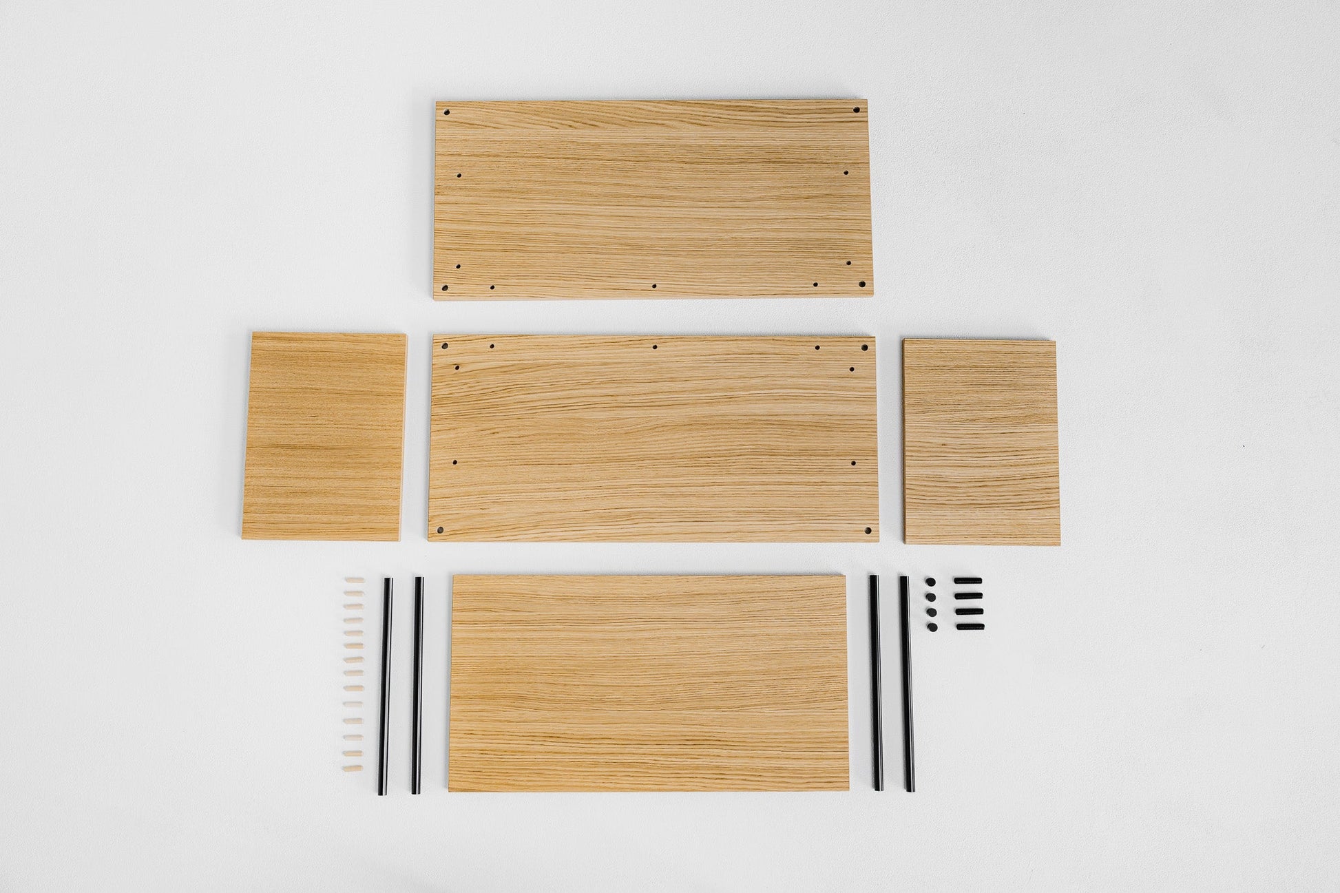 Minimalist Single-Section Media Console & Lowboard - KUUDU Modular Shelving System - Oak