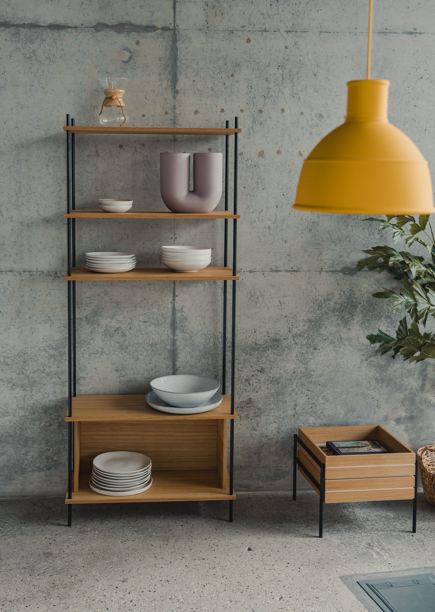 Oak Modular Shelving 180 cm — Standing Single Section (H1)
