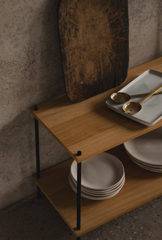 Modular oak lowboard — KUUDU modular shelving system for living room and TV media