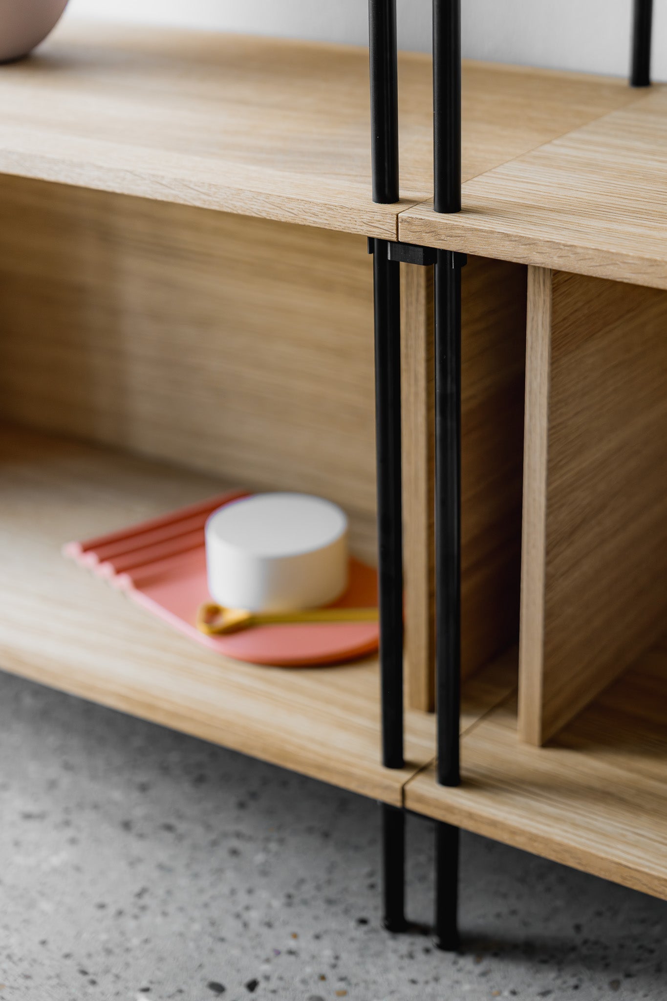 Modern Living Room Sideboard with Modular Sections - KUUDU Modular Shelving System - Oak