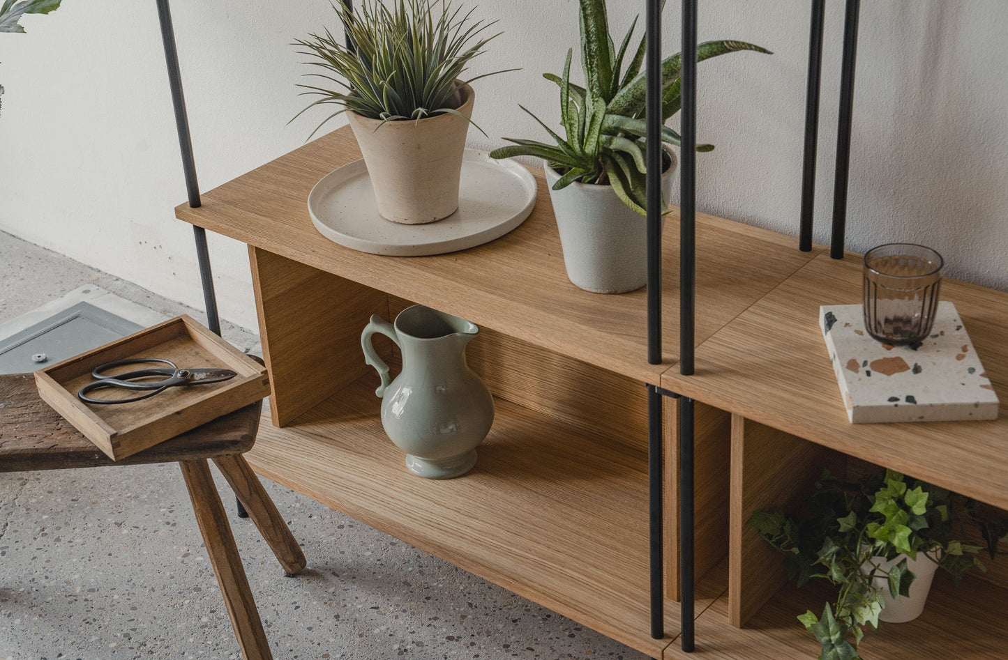 Modern Living Room Sideboard with Modular Sections - KUUDU Modular Shelving System - Oak