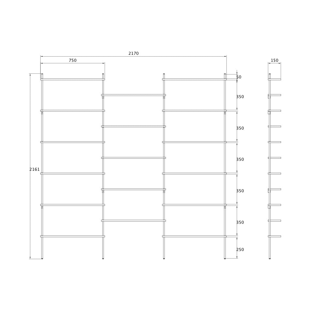 Wall Shelf Triple Shift H1M2H1