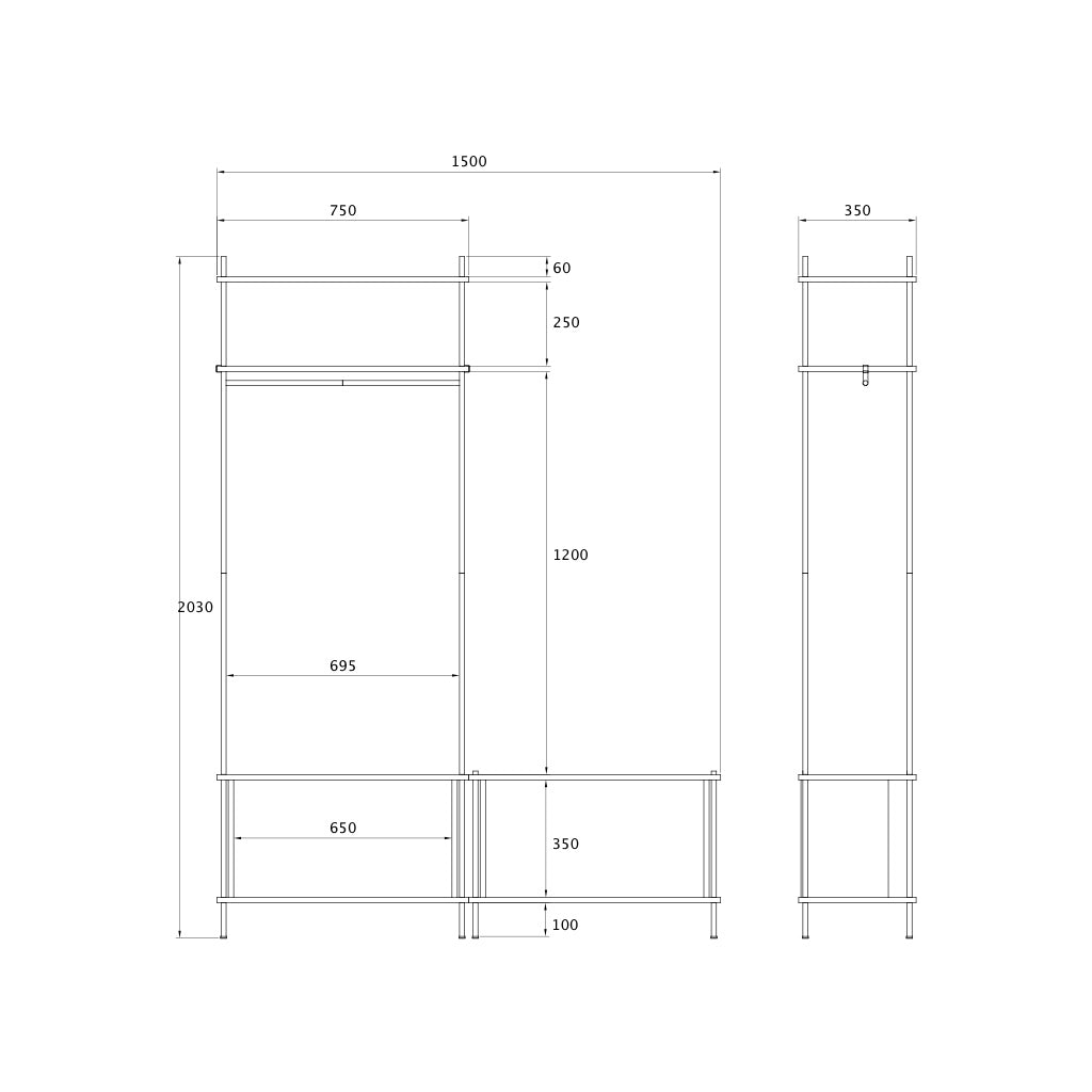 Wardrobe with shoe bench - Standing Wardrobe Double L1H1