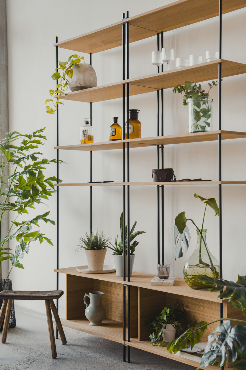 KUUDU Bücherregal aus Eiche, 2 Sektionen × 5 Level