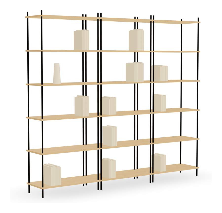 3D-Voreinstellung: Bookshelf for the Living Room — Modular in Oak