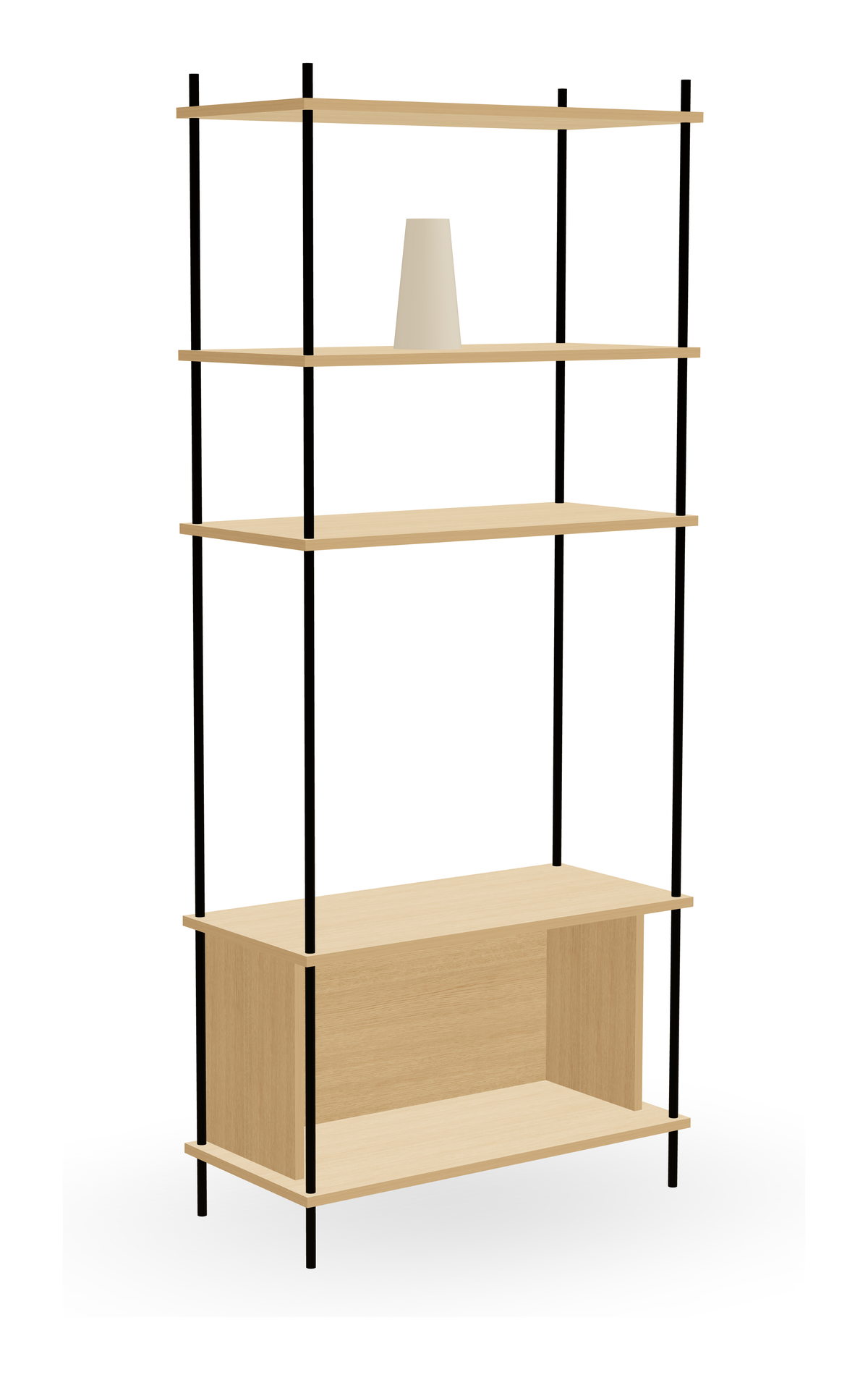 Oak Modular Shelving 180 cm — Standing Single Section (H1)