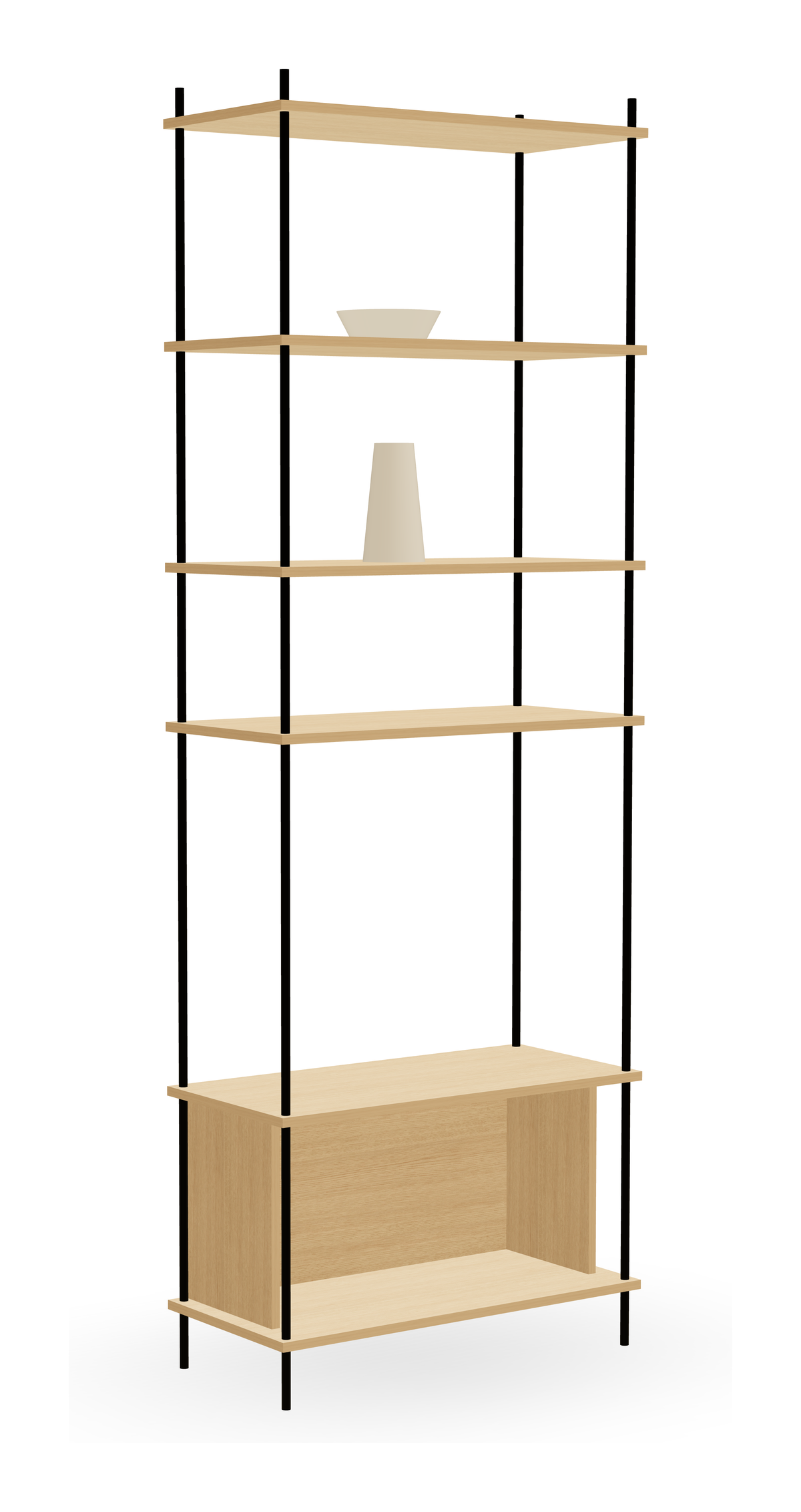 Oak Display Shelf 216 cm — Standing (H2)