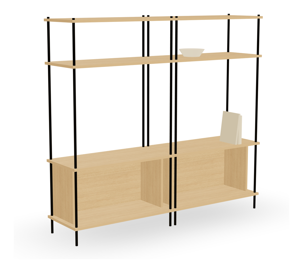 Oak Sideboard 138 cm — Wide Double Section Standing (M2M2)