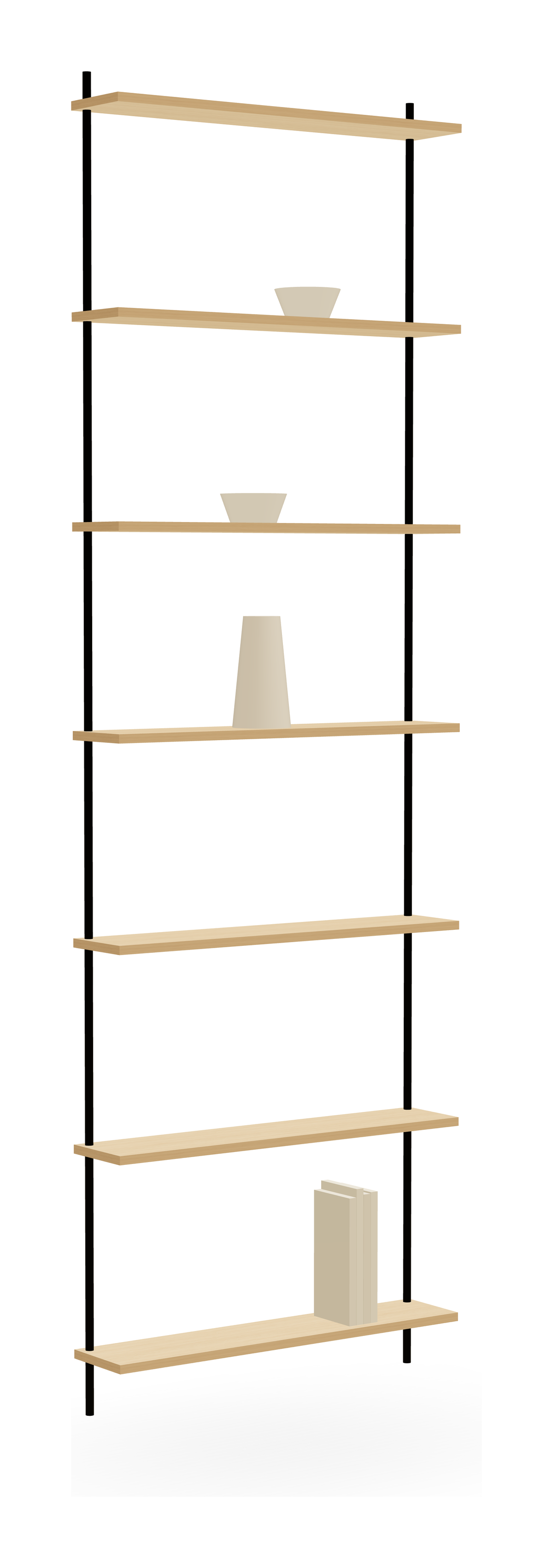 Oak Wall Shelf 223 cm — Single Section (H1)