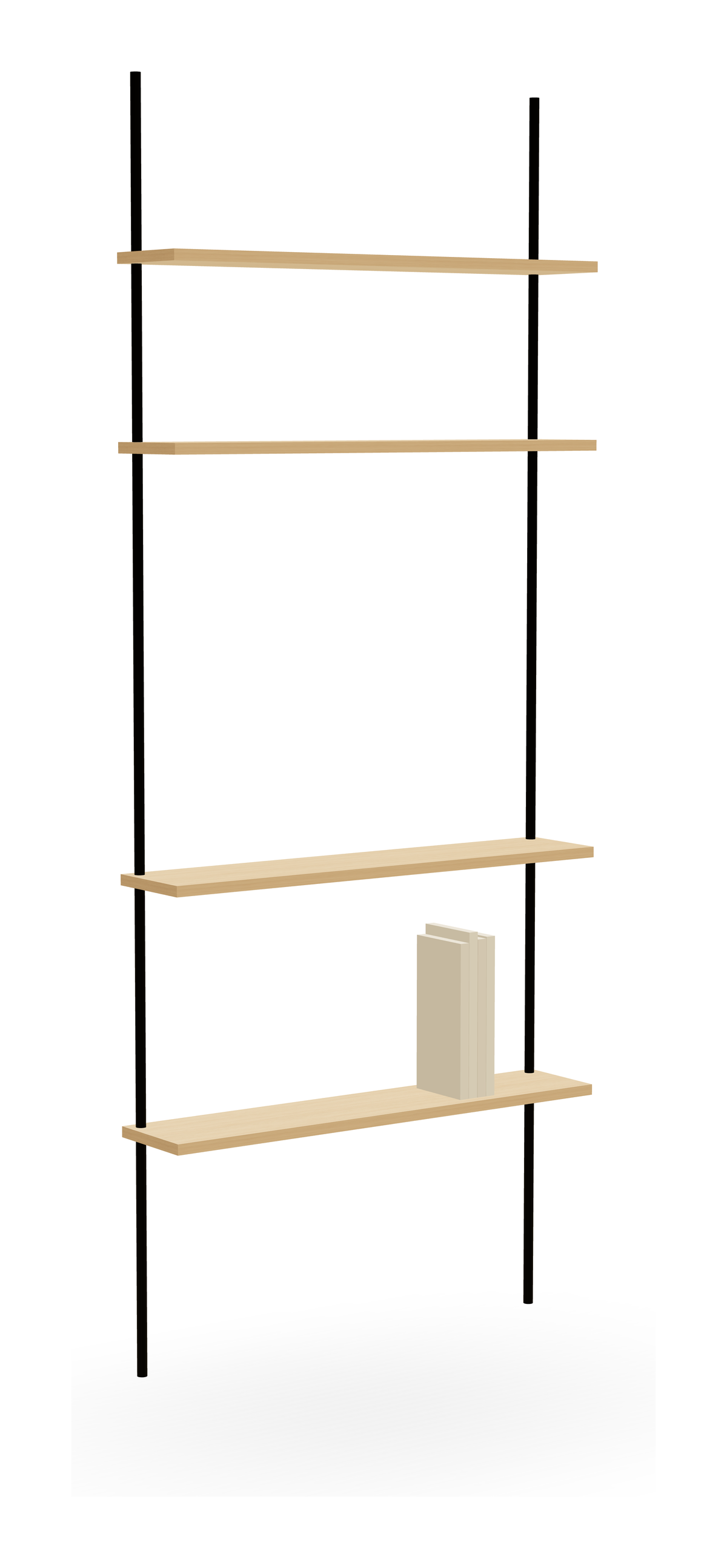 Oak Wall Shelf 188 cm — Single Section (H2)