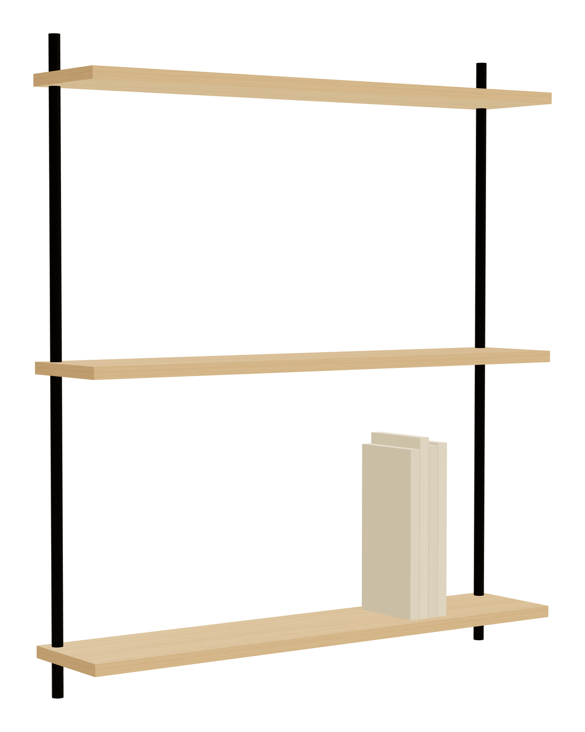 Oak Wall Shelf 87 cm — Single Section (M1)