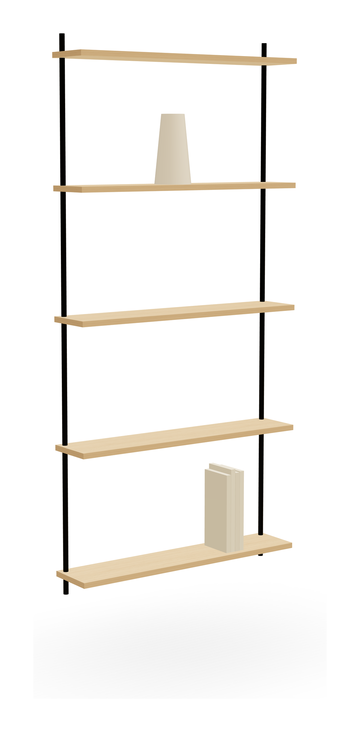 Oak Wall Shelf 155 cm — Single Section (M3)