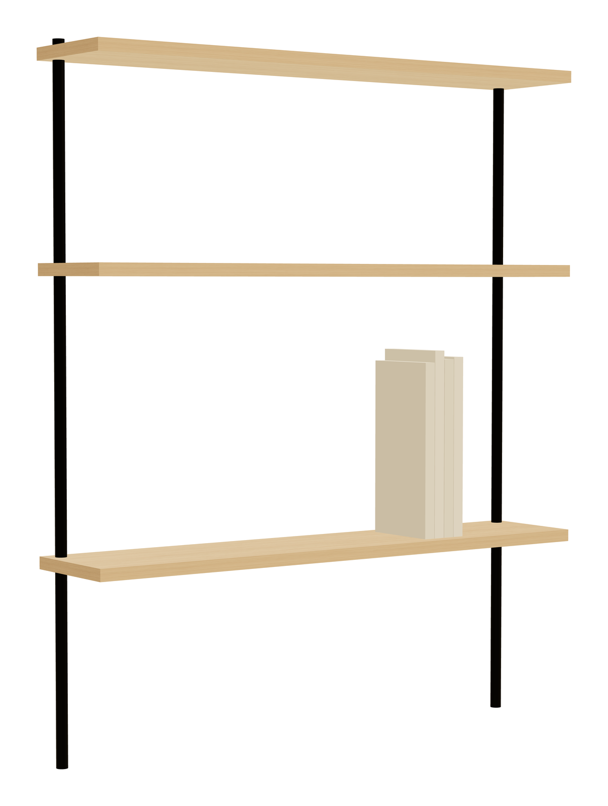Oak Wall Shelf 90 cm — Single Section (M4)